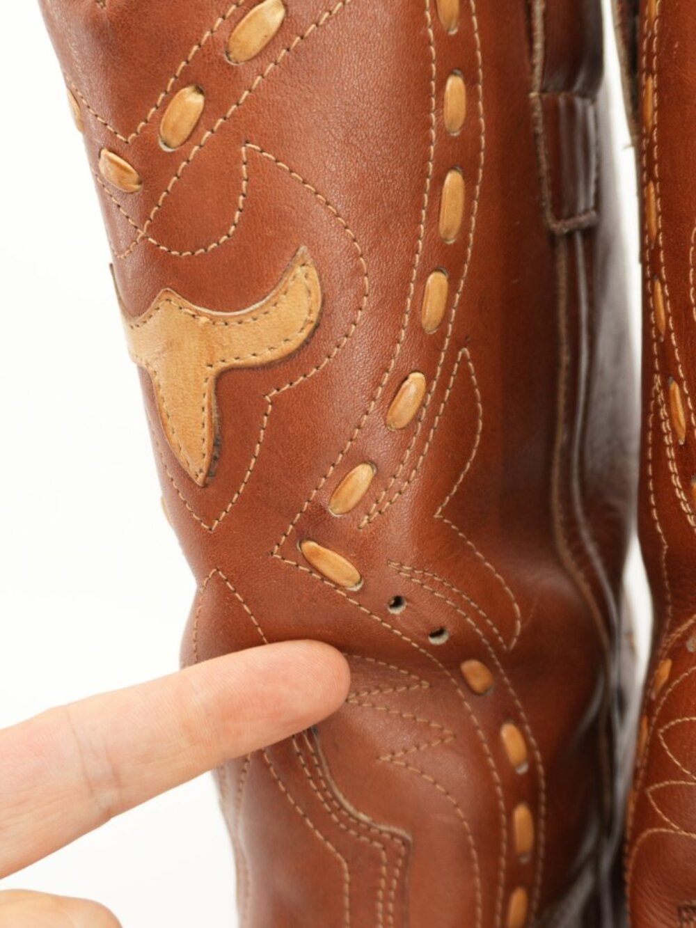 Vintage Leather Cowboy Boots Decorative Western Cowgirl Boots size 10 - Picture 13 of 15